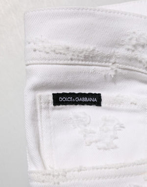 Dolce & Gabbana Weiße zerrissene Denim-Hosenjeans