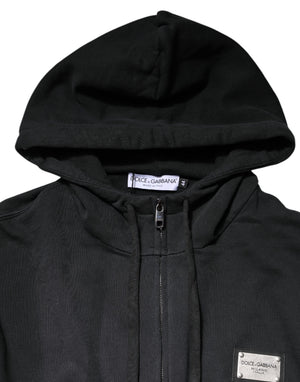Dolce & Gabbana Schwarzes Logo FullZip Sweatshirt mit Kapuze Pullover
