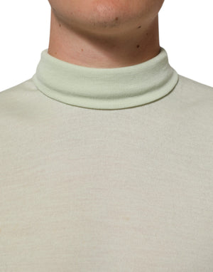 Dolce & Gabbana Hellgrüner Logo-Rollkragenpullover