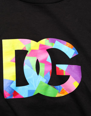 Dolce & Gabbana Schwarzes Herren-T-Shirt mit Logo-Print und Rundhalsausschnitt aus Baumwolle