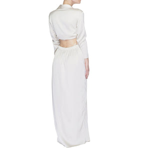 Sandro Ferrone Beigefarbenes Polyester-Maxikleid