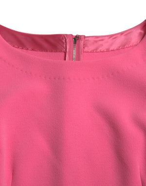Dolce & Gabbana Rosa Polyester Langärmeliges Etuikleid Midikleid