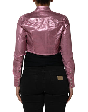 Dolce & Gabbana Rosa Baumwoll-Stretch-Cropped-Jacke