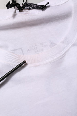 Dolce & Gabbana Weißes T-Shirt mit Rundhalsausschnitt und Engelsdruck aus Baumwolle für Männer