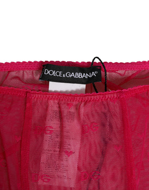 Dolce & Gabbana Fuchsia Logo Spitze Enge Midi-Hose Unterwäsche