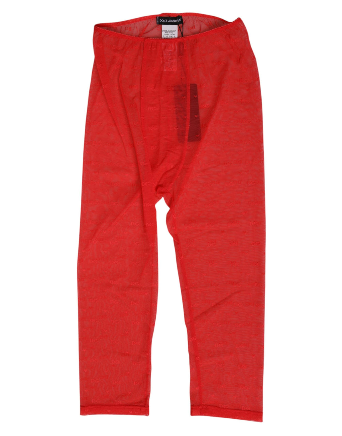Dolce & Gabbana Rote Logo-Spitze Enge Midi-Hose Unterwäsche