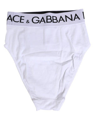 Dolce & Gabbana Weiße Baumwoll-Stretch-Panty mit hoher Taille Unterwäsche