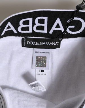Dolce & Gabbana Weiße Baumwoll-Stretch-Panty mit hoher Taille Unterwäsche