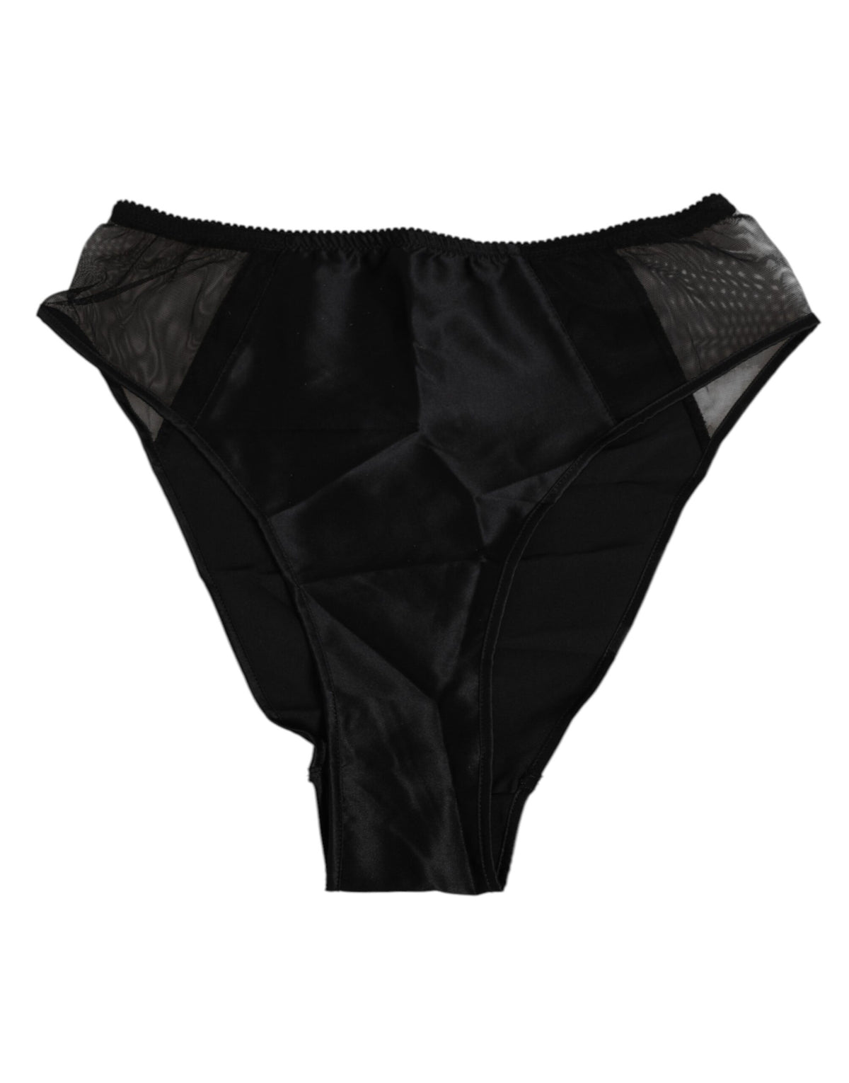 Dolce & Gabbana Schwarze Seiden-Stretch-Höschen mit hoher Taille Unterwäsche