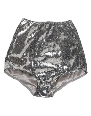 Dolce & Gabbana Silbernes Nylon Pailletten Miederhöschen Unterwäsche