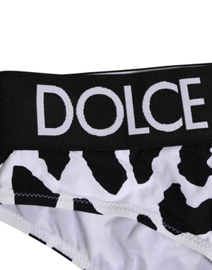 Dolce & Gabbana Weiße Leopard Nylon Höschen mit hoher Taille Unterwäsche