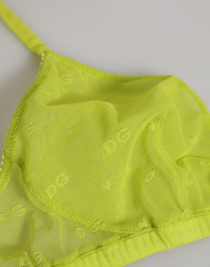 Dolce & Gabbana Gelb Grün Nylon Soft Cup BHs Unterwäsche
