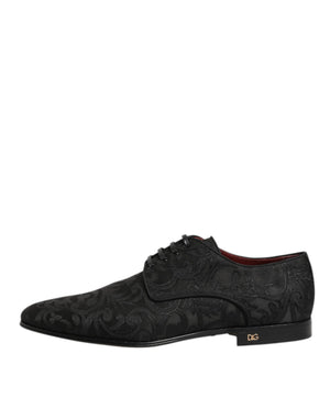 Dolce & Gabbana Schwarz Brokat Lace Up Derby Männer Kleid Schuhe