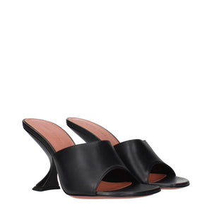 Amina Muaddi Schwarze Leder-Stiletto-Sandalen