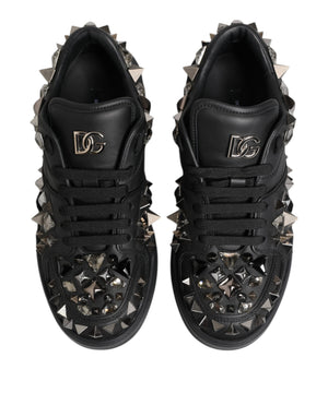 Dolce & Gabbana Schwarz Portofino Nieten Männer Turnschuhe Schuhe