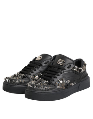 Dolce & Gabbana Schwarz Portofino Nieten Männer Turnschuhe Schuhe