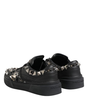 Dolce & Gabbana Schwarz Portofino Nieten Männer Turnschuhe Schuhe