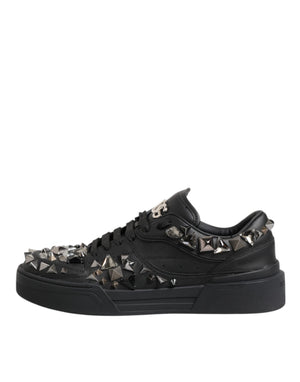 Dolce & Gabbana Schwarz Portofino Nieten Männer Turnschuhe Schuhe