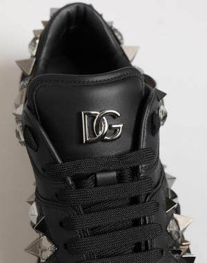 Dolce & Gabbana Schwarz Portofino Nieten Männer Turnschuhe Schuhe
