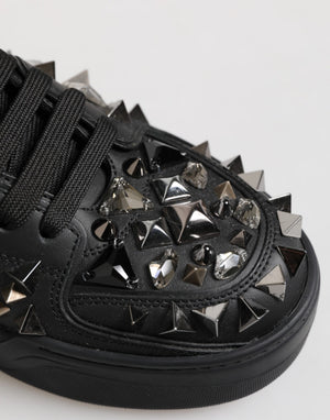 Dolce & Gabbana Schwarz Portofino Nieten Männer Turnschuhe Schuhe