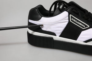 Dolce & Gabbana Schwarz Weiß Leder MIAMI Low Top Sneakers Schuhe