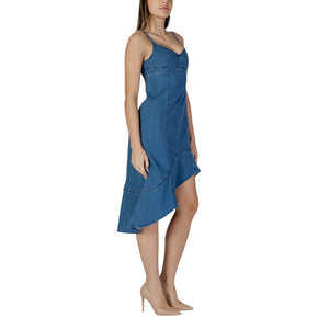 Desigual Langes blaues Baumwollkleid