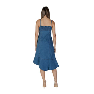 Desigual Langes blaues Baumwollkleid