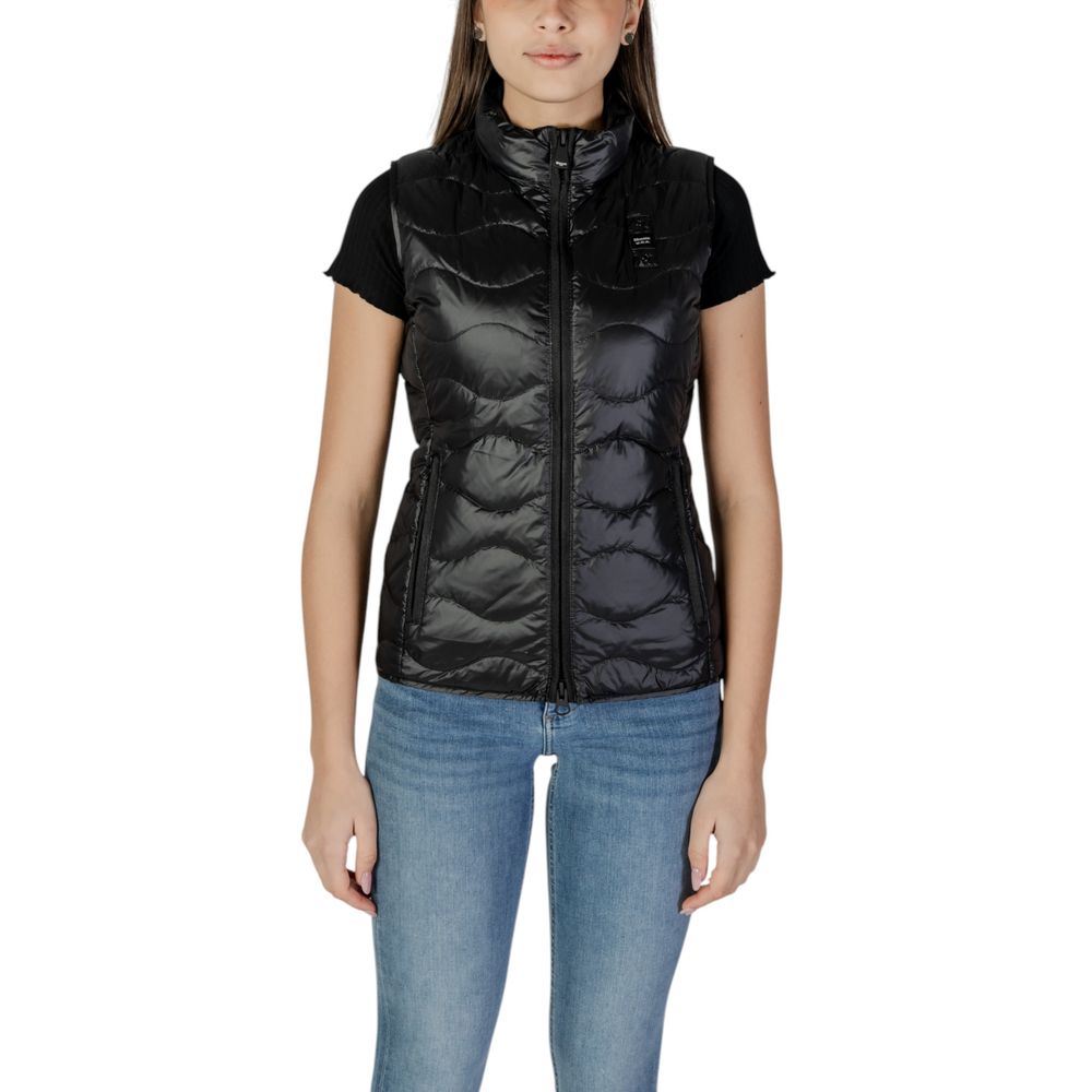 Blauer Schwarze Polyamid-Ärmellose Jacke