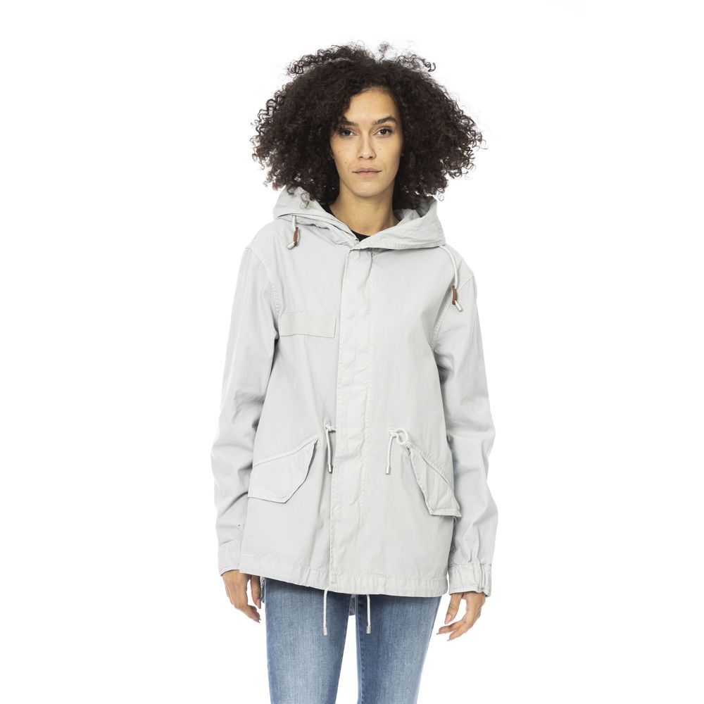 Mr&Mrs Italy Silberne Damen-Parka-Jacke aus Baumwolle