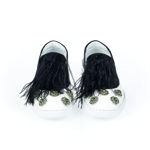 Mr&Mrs Italy Schwarzer Leder-Slipper für Damen