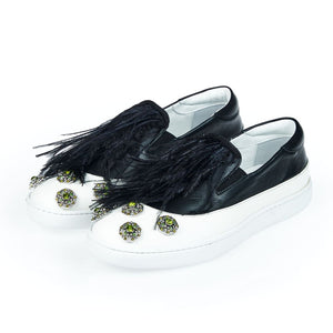Mr&Mrs Italy Schwarzer Leder-Slipper für Damen