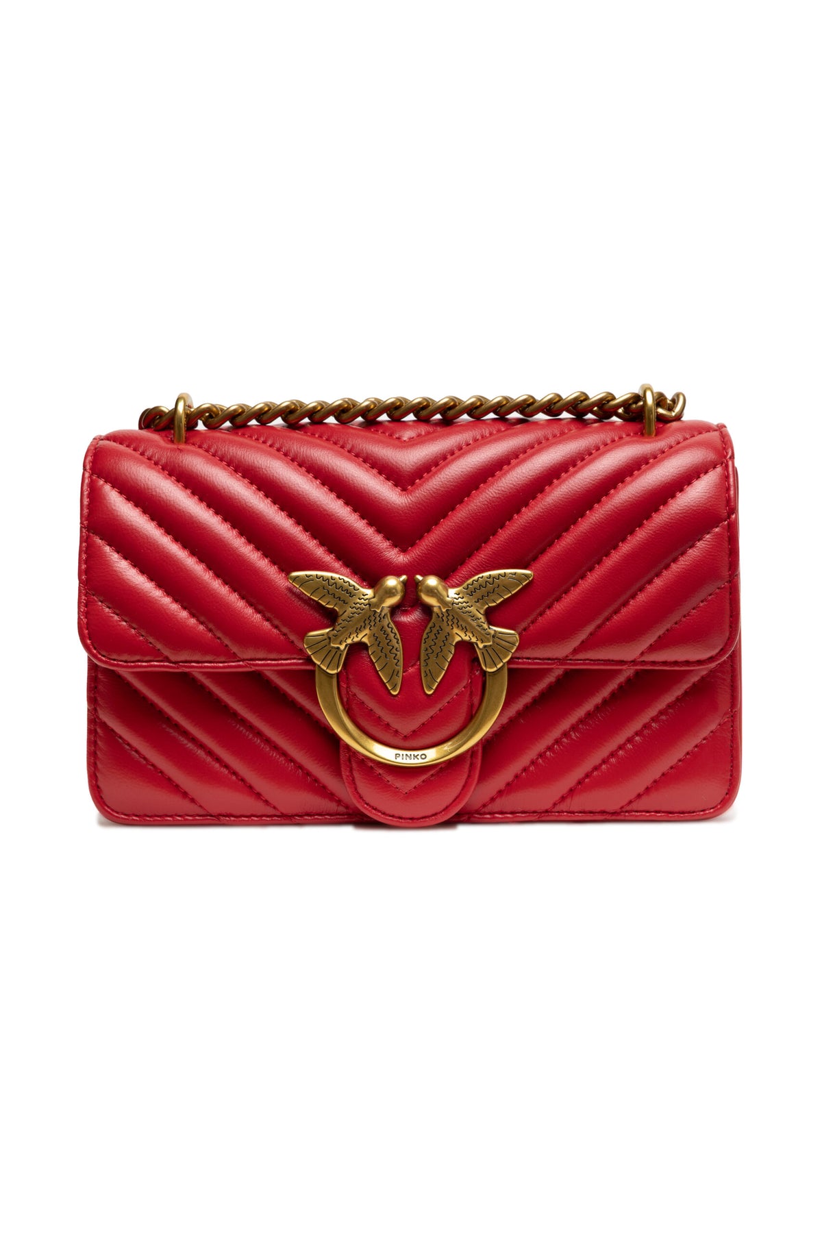 PINKO Rote Leder Love One Mini Umhängetasche