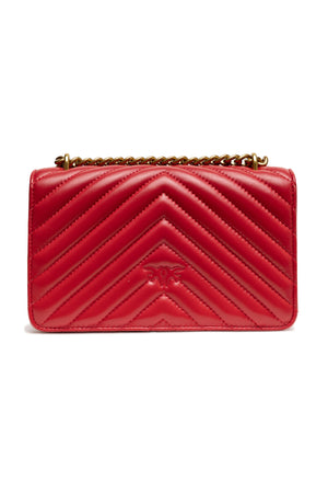 PINKO Rote Leder Love One Mini Umhängetasche