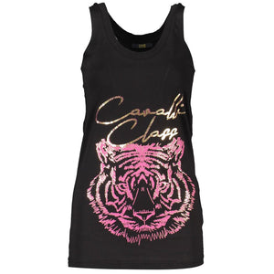 Cavalli Class Schwarzes Baumwoll-Tanktop für Damen