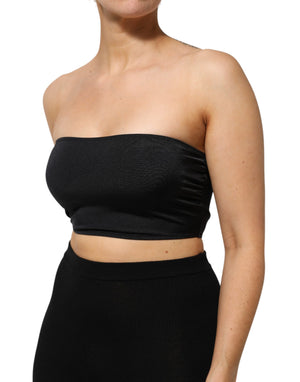 Dolce & Gabbana Schwarzes Nylon-Mischung Bandeau-Trägerlos-Top