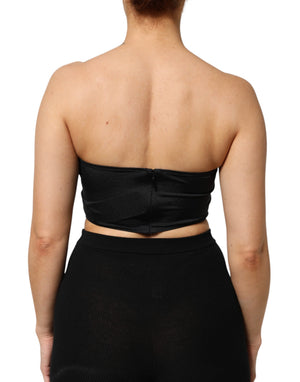 Dolce & Gabbana Schwarzes Nylon-Mischung Bandeau-Trägerlos-Top