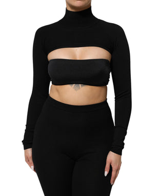 Dolce & Gabbana Schwarzes Viskose-Rollkragen-Pullover-Top