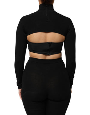 Dolce & Gabbana Schwarzes Viskose-Rollkragen-Pullover-Top