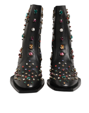 Dolce & Gabbana Schwarz Kristall verschönert Männer kurze Stiefel Schuhe