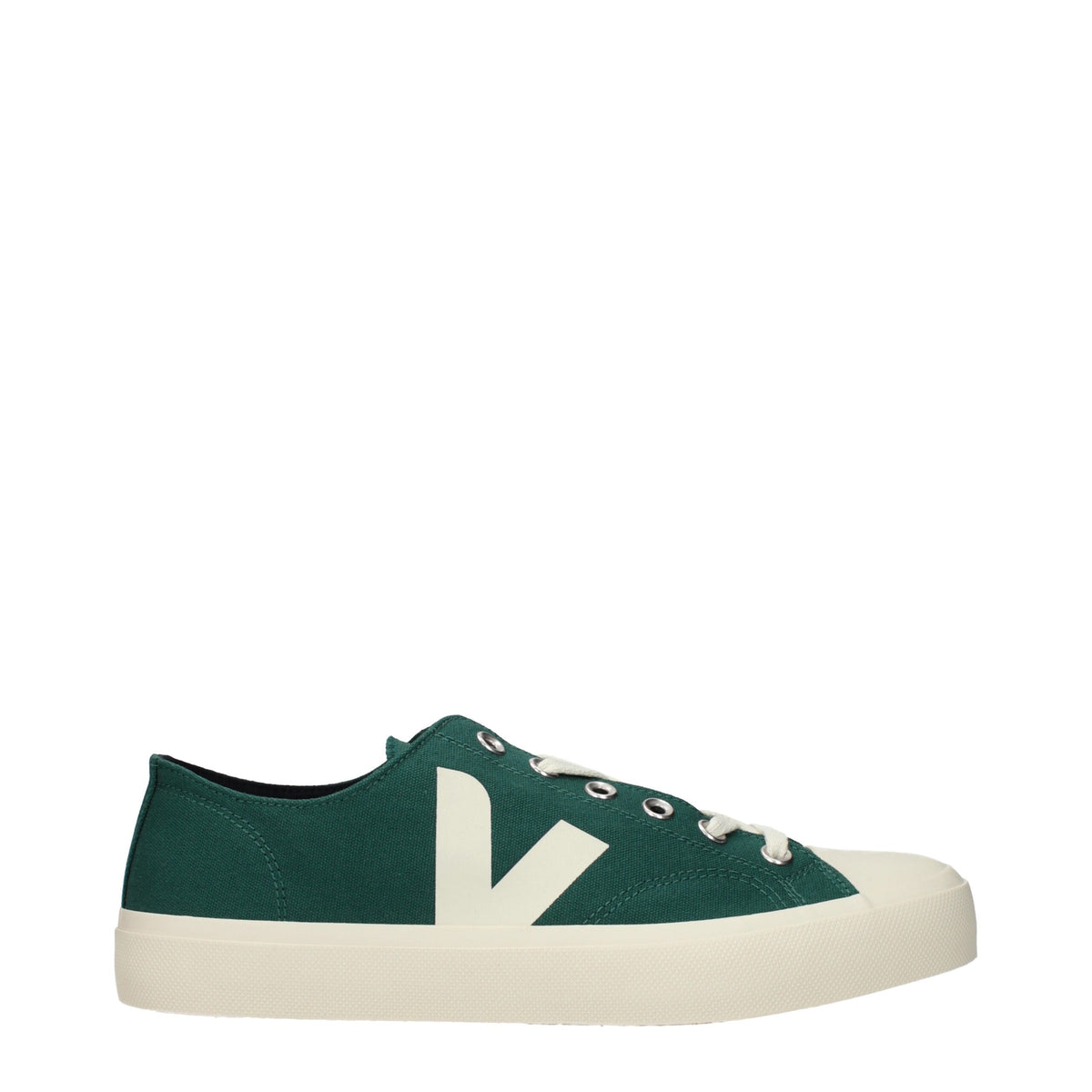 Veja Grüne Stoff-Sneaker mit niedrigem Schaft