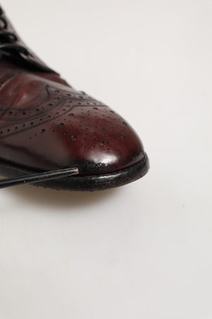 Dolce & Gabbana Bordeaux Leder Schnürschuhe Derby