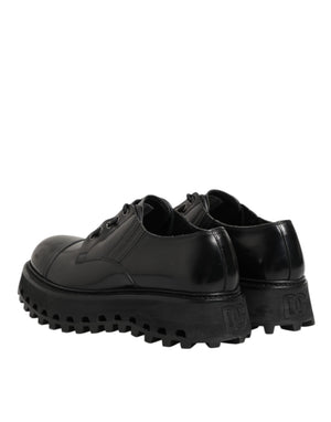 Dolce & Gabbana Schwarz Leder Lace Up Derby Männer Kleid Schuhe