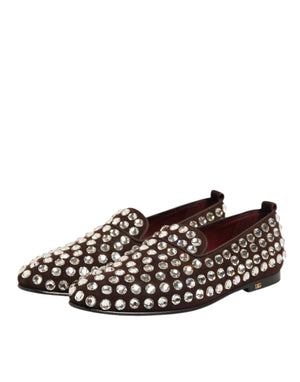 Dolce & Gabbana Bordeaux Wildleder Crystals Loafers Kleid Schuhe