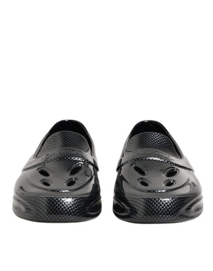Dolce & Gabbana Schwarzer Gummi Rutschen Low Top Sneakers Schuhe