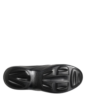 Dolce & Gabbana Schwarzer Gummi Rutschen Low Top Sneakers Schuhe