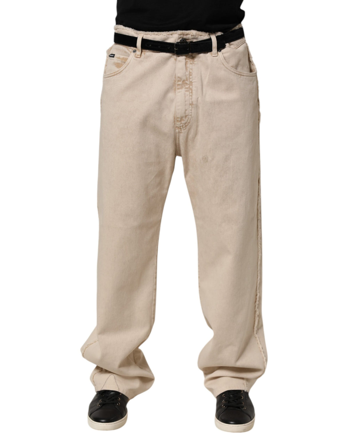 Dolce & Gabbana Beige Baumwolle Straight Denim Hosenjeans