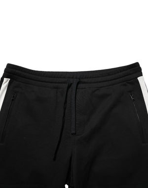 Dolce & Gabbana Schwarze Baumwoll-Jogger-Sweatpants Hosenhosen