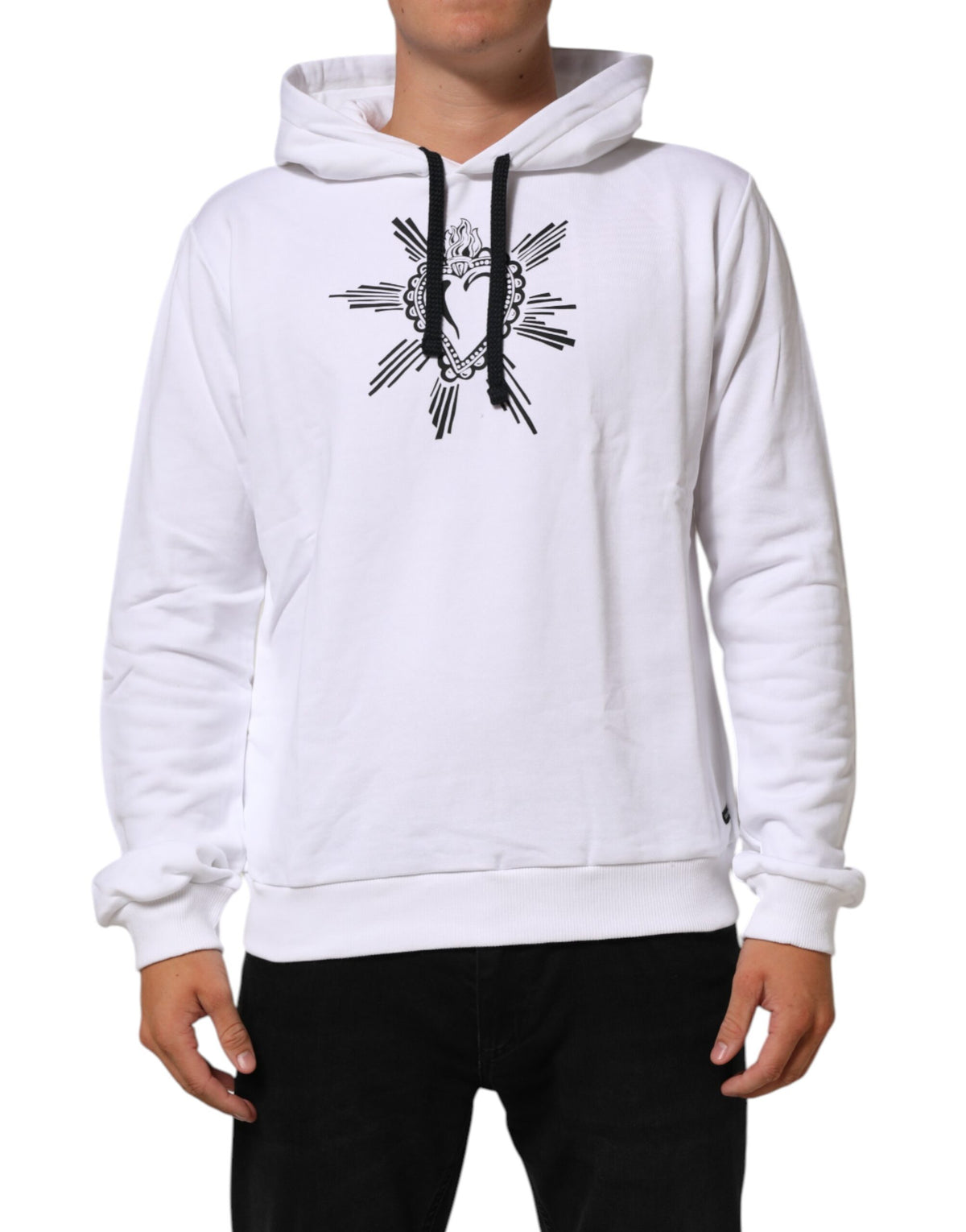Dolce & Gabbana Weißes Sacred Heart Sweatshirt mit Kapuze Pullover