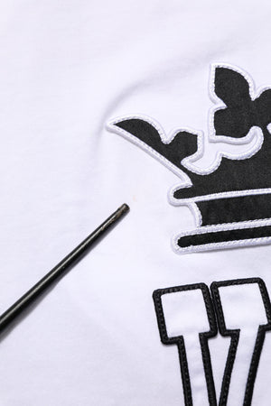 Dolce & Gabbana Weißes Baumwoll-T-Shirt mit Kronenkönig-Stickerei