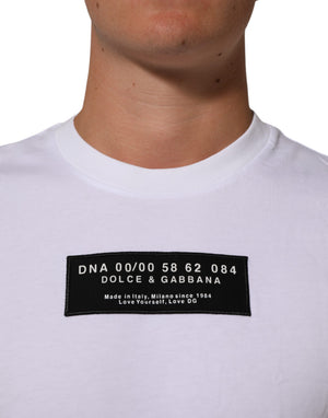 Dolce & Gabbana Weißes T-Shirt mit Rundhalsausschnitt und Logodruck aus Baumwolle für Männer